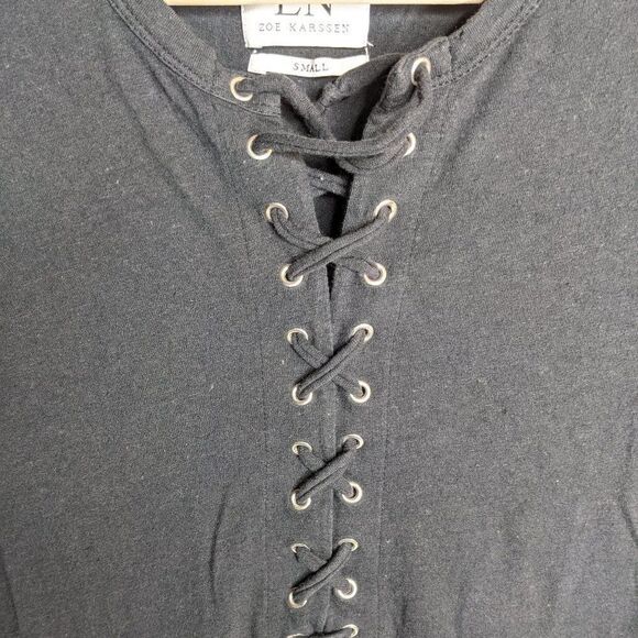 [REVOLVE] ZOE Karssen | Black Lace-Up Tee - Picture 4 of 9